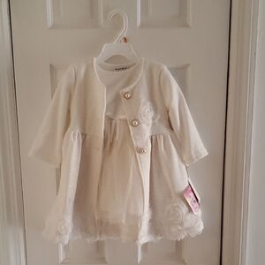 Elegant White Kids Jacket & Dress Set
